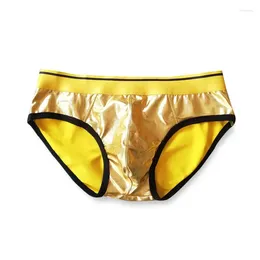 Underpants Patent Leather Mens Briefs Faux Sexy Reflective Underwear Elastic Tight Low Waist