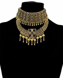 Bohemian Vintage Alloy Black Stone Choker Necklaces For Women Gypsy Tribal Turkish Chunky Necklace Festival Party Jewellery Gift Cho7493630