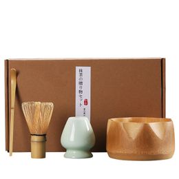 set Handmade Home Easy Clean Matcha Tea Set Tool Stand Kit Bowl Whisk Scoop Gift Ceremony Traditional Japanese Accessories