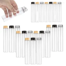 Storage Bottles 50Pcs 50-110ml Clear Plastic Test Tubes Bottle W/ Aluminum Screw Lids Portable Container For Spices Dried Flowers Candy