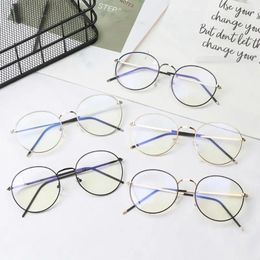 Sunglasses Fashion Vintage Round Eyeglasses Protection Metal Glasses Anti-Blue Light Ultra Frame