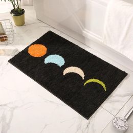 Carpets Simple Colorful Moon Pattern Bathroom Mat Soft Anti-Slip TPR Bottom Floor Carpet 3 Sizes Hallway Shower Room Thicken Bath