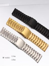 Watch Bands DZ 24CM 26CM Strap Silver Black Gold Stainless Steel Men039s With Big Case Bracelet2514997