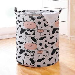 Laundry Bags Clothes Storage Basket Convenient Sturdy Handle Cotton Elk Print Nursery Accessory