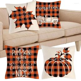 Pillow Pumpkin Covers Harvest Plaid Cover Thanksgiving Elements Decoration Supplies For Yard Car Chair Bedding Sofa