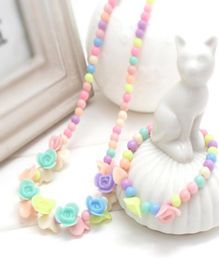 Girl Princess Necklace Bracelet with Colourful Pendant Kids Stretchy Costume Jewellery Gift Party Favours Dress up Jewellery bracelet KK7836070