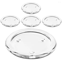 Candle Holders 5 Pcs Small Round Tray Holder Tea Light Glass Plate Plates Candles Pillar