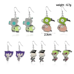 Dangle Earrings Invader ZIM Creative Fashion Cartoon Alien Metal Ear Clip Girl Gift Character Collection Jewelry Accessories