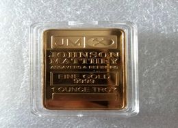 5pcs The Non magnetic Johnson Matthey gift JM silver gold plated bullion souvenir coin bar with different laser serial number5439144