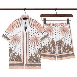 Plus Size Short sleeve Summer Alphabet High Street T-shirt Shorts Loose Drawstring Casual Men's Sweatpants Beachwear 3331