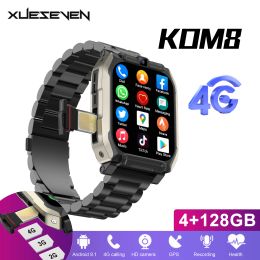 Watches XUESEVEN KOM8 4G LTE Network Smartwatch HD Dual Camera GPS Waterproof WIFI Google Store Android 8.1 Sport Smart Watches For Men