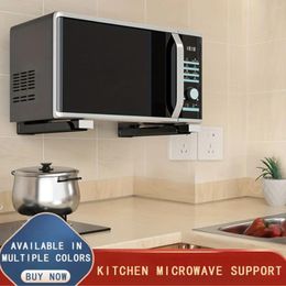 Kitchen Storage Stainless Steel Microwave Oven Rack Wall Mounted Thickened Expandable And Foldable Support