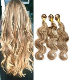 8A Ombre Light Brown Peruvian Virgin Hair Body Wave 3Pcs 8613 Mixed Piano Color 100 Human Hair Weave Bundle Extension7713999