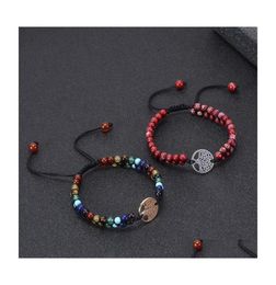 Charm Bracelets 6Mm Natural Chakra Beads Bracelet Tree Of Life Handmade String Braided Women Men Yoga Jewellery Gift C3 Drop Deliver7474543