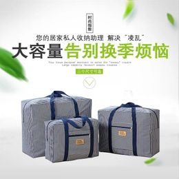 Storage Bags Striped Luggage Bag Folded And Thickened Large Capacity Portable Travel Outdoor Quilt Moving