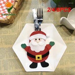 Dinnerware Sets 2/4/6PCS Christmas Cutlery Cover Bag Cloth Santa Claus Snowman Elk Shaped Cute For Kitchen Tableware Knife Fork Xams Party