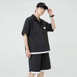 Men's Tracksuits Summer Suit And Women's Short Sleeve Fashion Casual Shorts T-shirt 2 Sets Clothes For Men Pockets