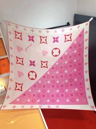 Lenços de sarja de seda lenços pashmina de dupla camada design feminino rosa estampa de praia lenço de lenço de verão de verão Luxury v Travel Beach Silk Ring lenços de seda 140x140cm