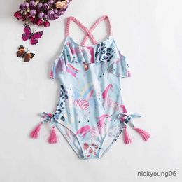 One-Pieces Girl Swimsuits Baby One Piece Flower Printed Swimming Clothes Kids Sunflower Beach Bath Toddler Bikini Newborn Backless Swimwear