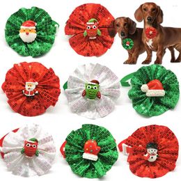 Dog Apparel Bulk Sequin Christmas Pet Cat BowTies Santa Claus Elk Style Puppy Grooming Accessories