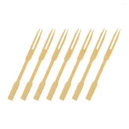 Disposable Flatware 80PCS Bamboo Fruit Tick Forks Party Dessert Salad Food Buffet Cupcake Stick Cocktail Skewer Supplies