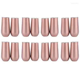 Tumblers 16 Packs Stemless Champagne Flutes Wine Tumbler 6 OZ Double-Insulated With Lids Unbreakable Cocktail Cups