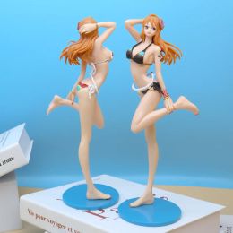 One Piece Anime Figure Nami Beach Series Sexy Swimsuit Flash Charm Desktop Model Scene Decor Toys Fans Birthday Gift