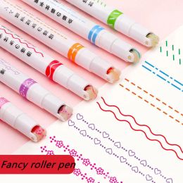 Funny Double Line Pattern Outline Marker Pen Hand Copy Account Multi-colored Curve Quick Dry Mark Notes Painting Highlighter