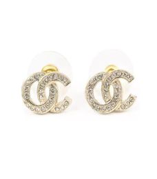 Letter Earrings Studs Women Fashion Simple Designer Rhinestone Pendant Ear Charm Street Party Jewellery Lucky Gold White K C6044967