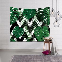 Tapestries Green Leaf Tapestry Wall Hangings Tropical Print Blanket Fabric For Tablecloth Bedroom Decor 200x150cm Quick Dry Beach Towel Rug