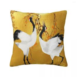 Pillow Golden Cranes Japanese Art Throw Christmas Pillowcase Ornamental Covers Decorative