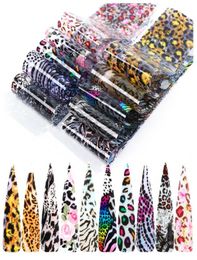 204cm 10PcsSet Leopard Nail Foil Set Paper Clear Flakes Foils Transfer Stickers Decals Nail Art DIY Design Decorations2904999