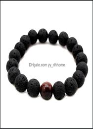 Beaded Strands Bracelets Jewelry Fashion Men Lava Beads Black Volcanic Rock Tiger Eyes Energy Stone Handmade Buddha Prayer Beaded 4673655