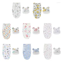 Blankets BX0D Baby Swaddle Wrap Hat Born Sleepsack For 3-5KG Boy/Girl Sleeping Bag Infant Blanket Muslin