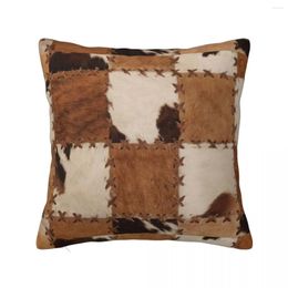 Pillow Cowhide Animal Feather Pillowcase Printing Polyester Cover Decoration Throw Case Home Zippered 18"