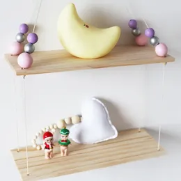 Decorative Plates Cute Decoration Nordic Kids Room Wooden Shelf With Board Pearl Clothes Creative Hanger Wood Beads Shelves For Gifts