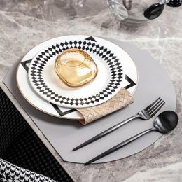 Plates Geometric Black Diamond Pattern Porcelain Tableware Set Plate Dinnerware Cutlery Dinner Service