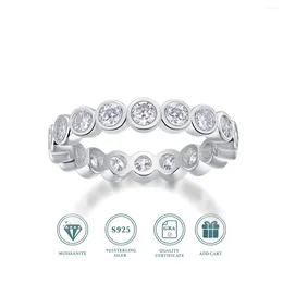 Cluster Rings Luxury 3mm 0.1CT Moissanite Full Eternity Ring For Women S925 Silver Plated 18K Pass Diamond Test Bezel Wedding Band