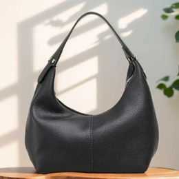 Shoulder Bags Retro Bag Women Soft PU Leather Small Tote Handbag Solid Colour Simple Underarm Girls Outdoor Daily