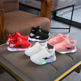 Sneakers Zapatillas LED Childrens Sports Shoes Autumn New Mesh Boys Casual Lightweight Girls Luminous Soft Sole Tennis Q240413