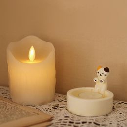 Cute Kitten Candle Holder High Tempe Resistant Aromatherapy Candle Holder Resin Crafts Desktop Ornaments Creative Gifts
