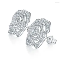 Stud Earrings 1.18ct Flower Shape All Moissanite For Women Sparkling Simulated Diamond Jewellery 925 Sterling Silver