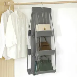 Storage Boxes Bag Pocket Hanging Closet Organiser For Wardrobe Grey Waterproof Door Wall Clear Sundry With Hanger Pouch