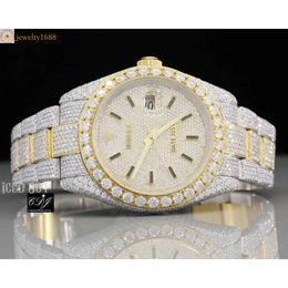 Design Moissanite Studded Y Iced Out Watch Bust Down Two Tone Hip Hop Diamond Watch for Men and Women Watches