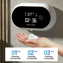 Liquid Soap Dispenser Automatic Foam LED Temperature Display Electric Non-Contact Infrared Sensor