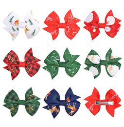Baby Bow Hair Clips Barrettes Christmas Grosgrain Ribbon Bows WITH Clip Snow Kids Girl Pinwheel Hairpins Xmas Hairpin Accessories 8789800