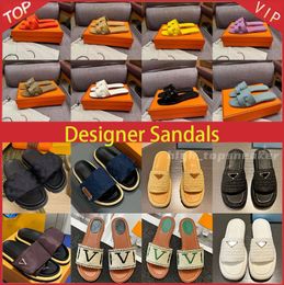 designer sandals 10a top suality with box summer slippers Designer Sunny Beach Sandal Slides Vintage Shoe Mens Womens Fashion Soft Flat Shoes Couples Gift Mule 35-45