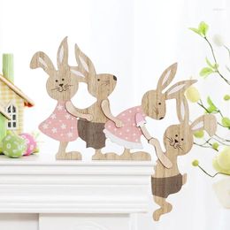 Party Decoration Wooden Easter Door Corner Cartoon Painted Seesaw Wood Crafts Ornaments Window Frame DecorKids Happy Decor