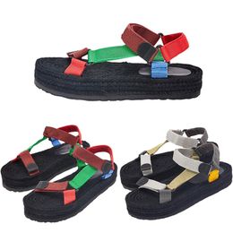 Chunky Platform Sandals Flat Alphabet Summer Shoes Open Toe Desinateur Sliders Men Slides Brown Silver Green Yellow Soft Insole Slip