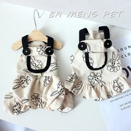 Pet Dog Jumpsuits for Rabbit Print Sling Dress Summer Winter Outfits Puppy Skirt Clothes 240411